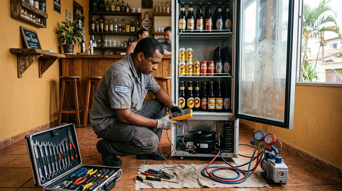 Substituição de termostato de cervejeira em serviço técnico em Osasco‑SP